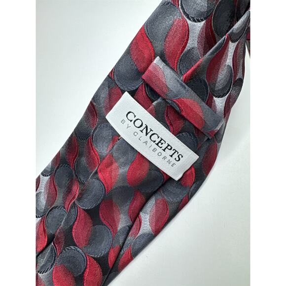 Concepts by Claiborne Red and Gray Swirl Gradient Pattern Tie - Picture 2 of 4